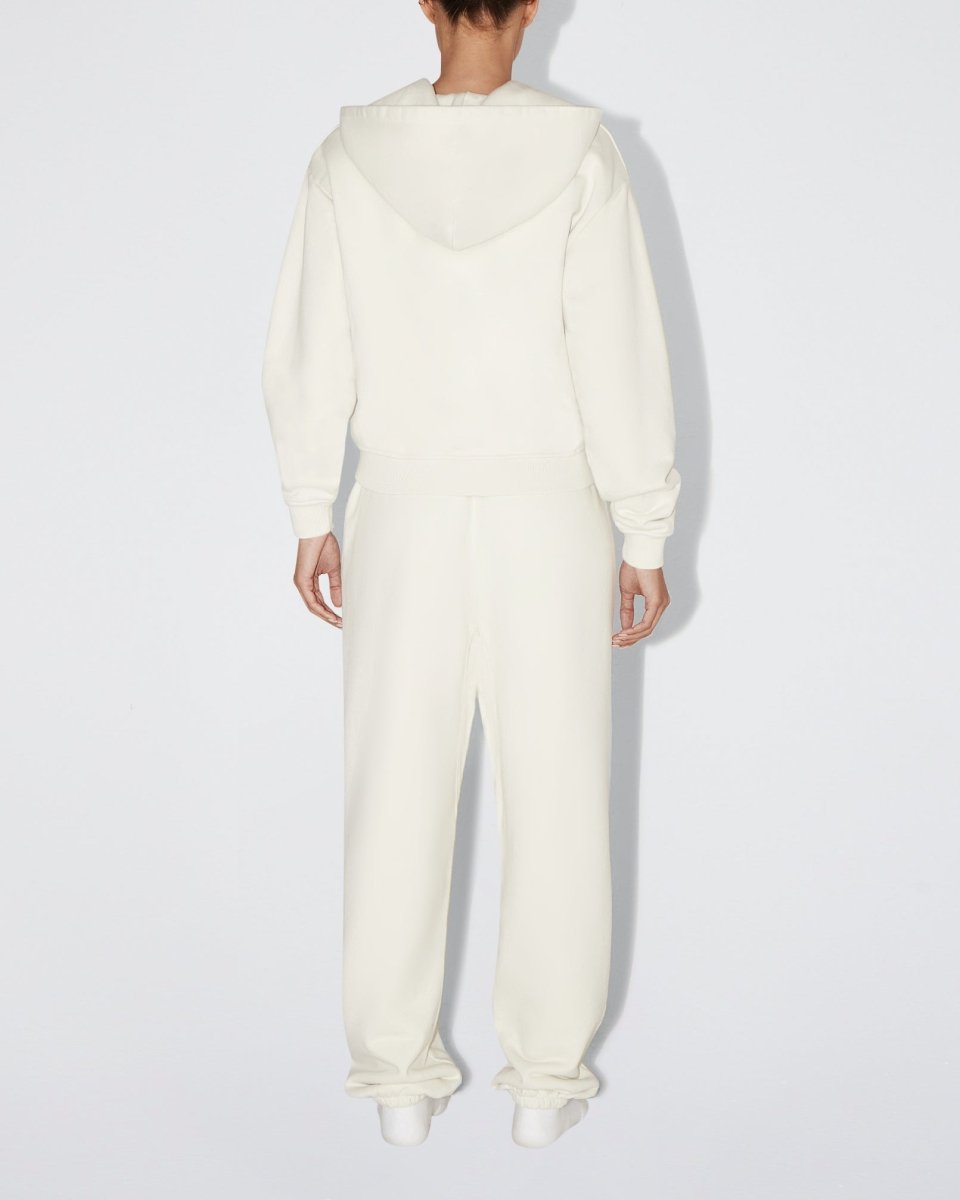 Fleece Zip Hoodie with Oversized Hood | Ecru