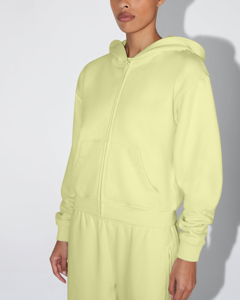 Fleece Zip Hoodie with Oversized Hood | Limoncello