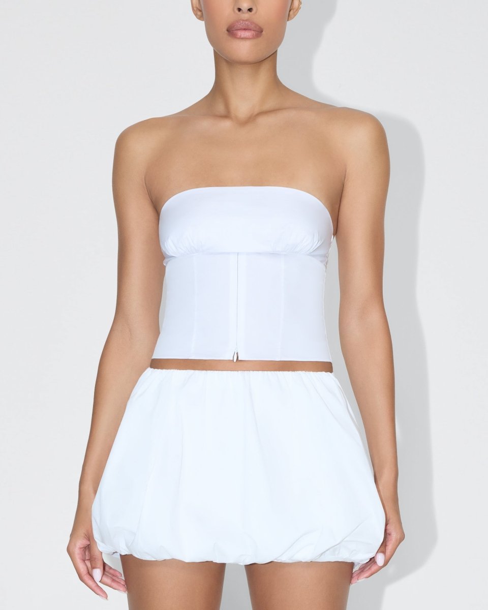 【HYKE】WHITE STITCH STRAPLESS TOP サイズ1 HYKE(ハイク)】 WHITE STITCH STRAPLESS TOP｜PARIGOT ONLINE