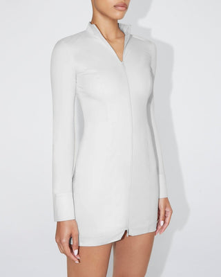 Poplin Zip Mini Dress | Light Grey