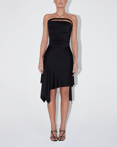 Sleek Stretch Asymmetrical Skirt | Black