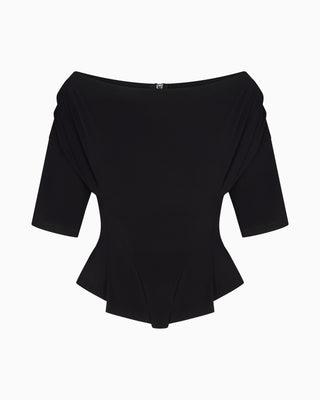 Off the Shoulder Cinching Tee | Black