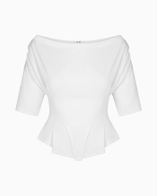 Off the Shoulder Cinching Tee | White