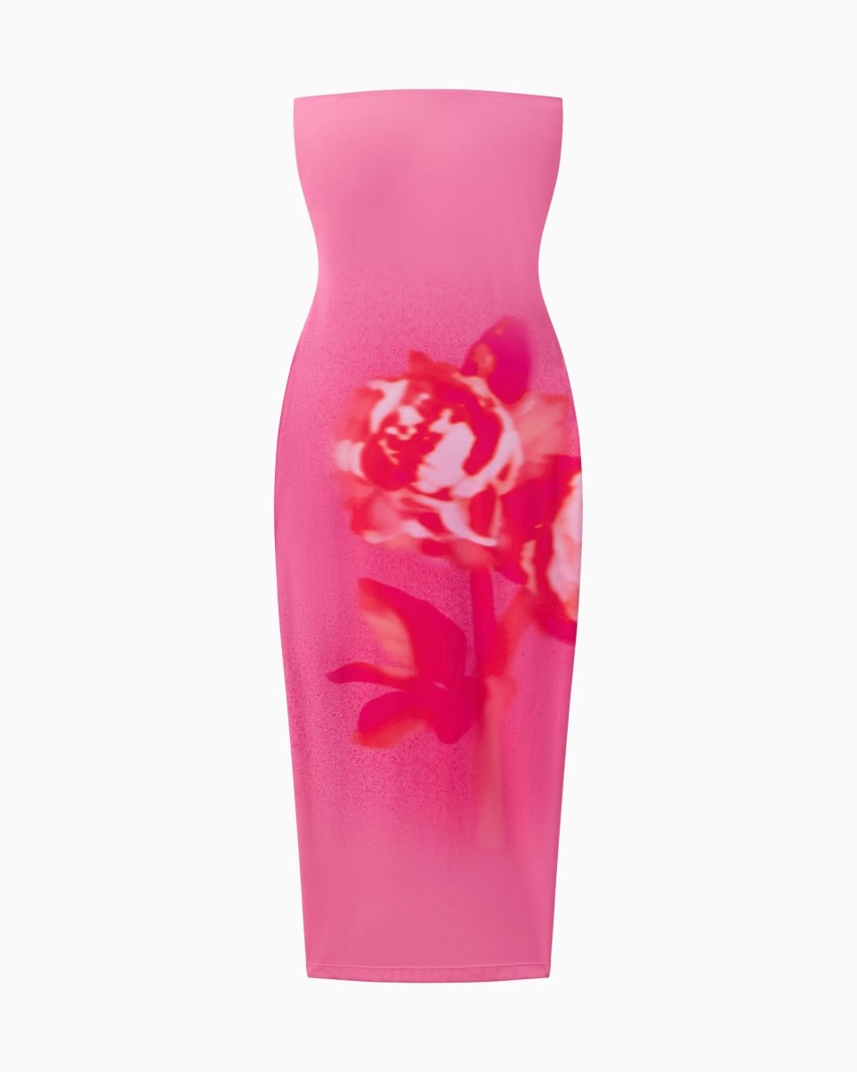 Smooth Stretch Strapless Midi Dress | Pink Peony