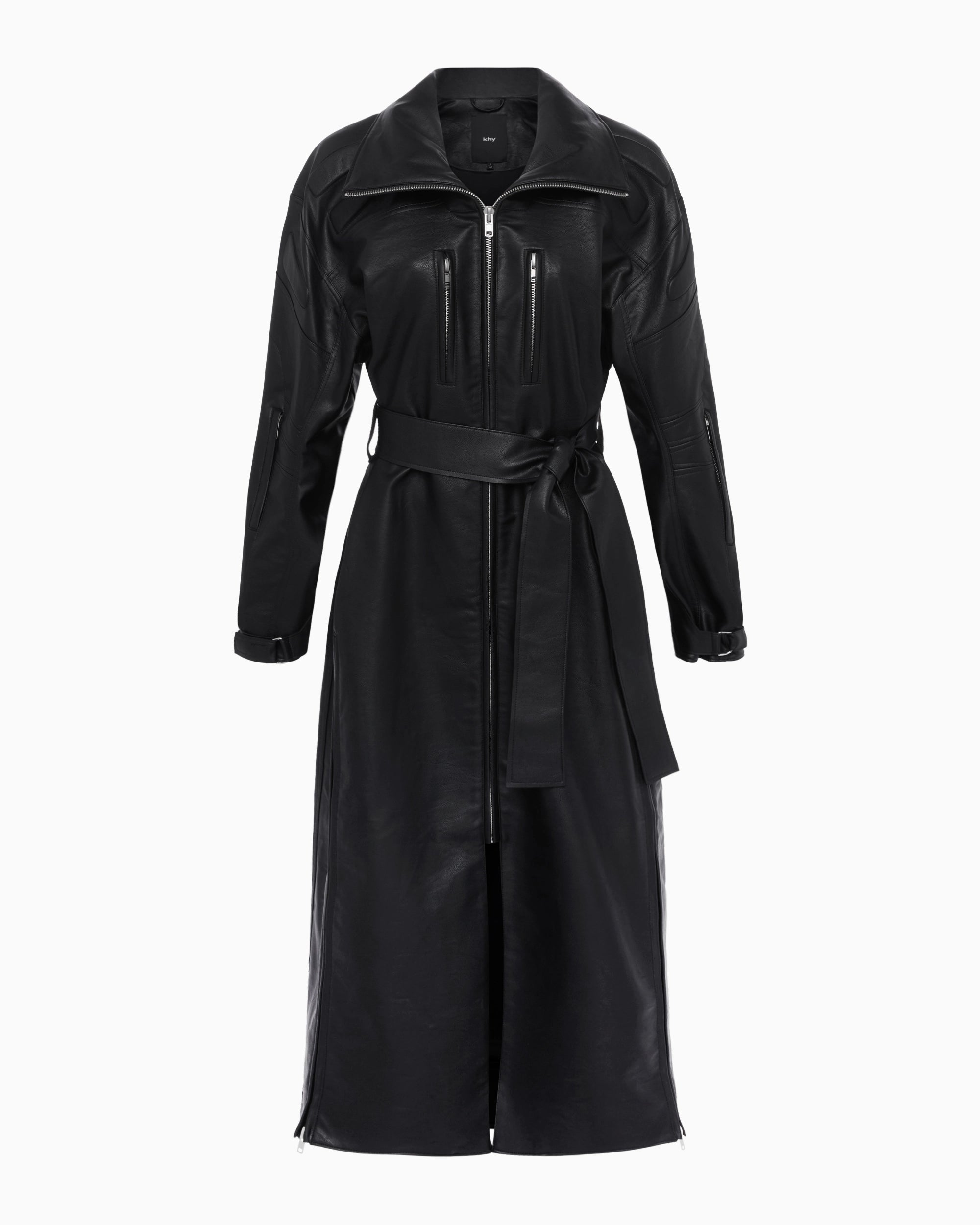Faux Leather Trench Black Khy
