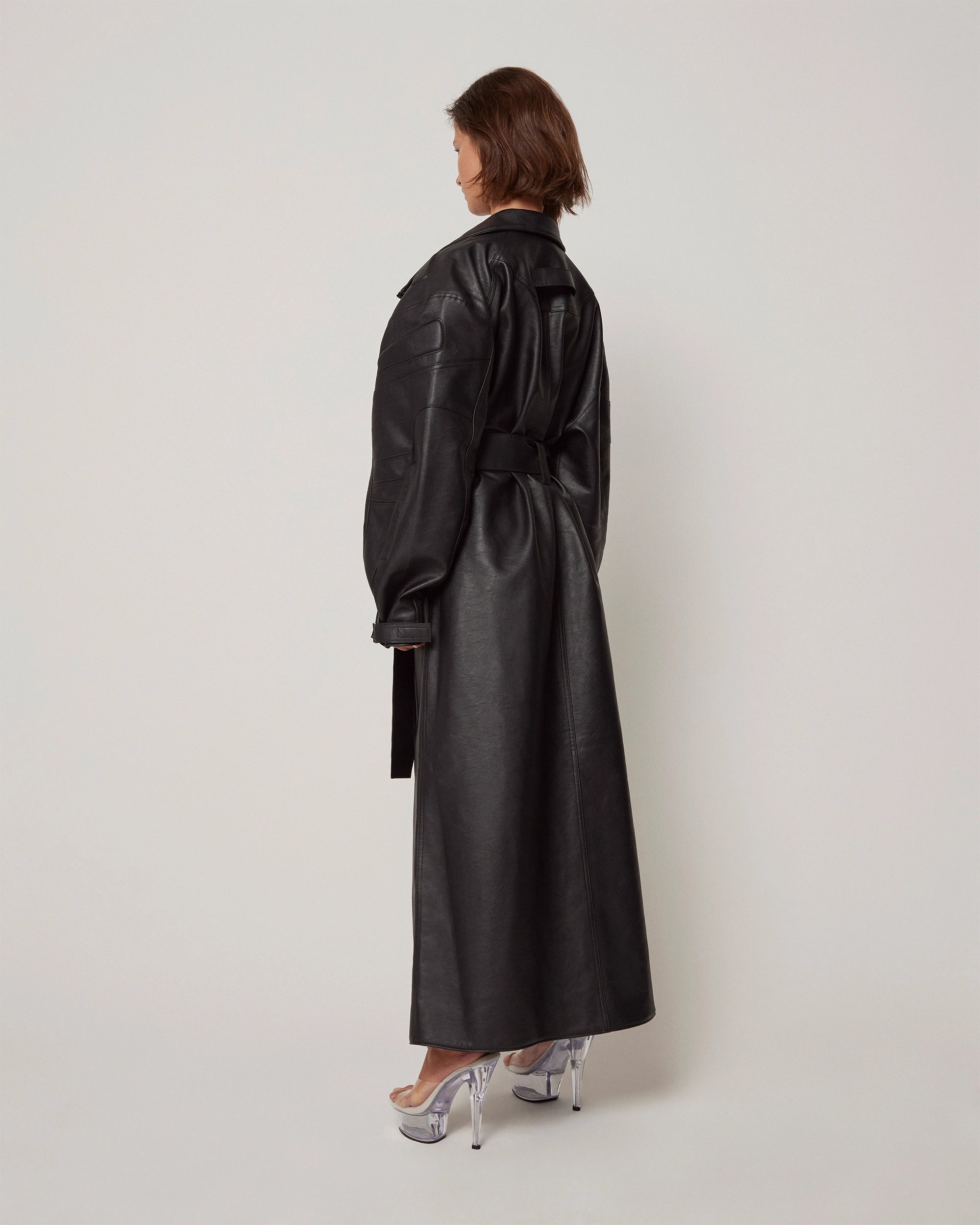 Faux Leather Trench Black – Khy
