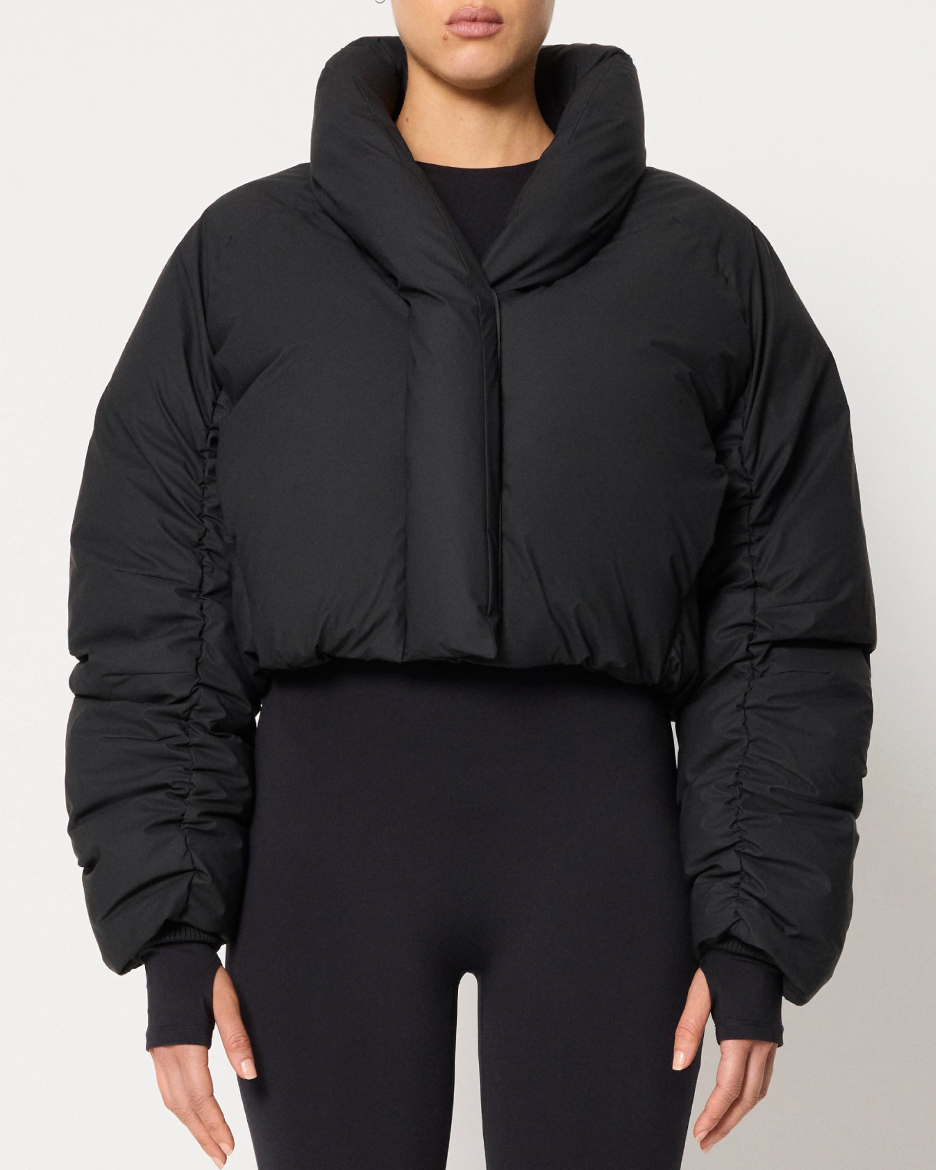 khy アウター Black Cropped Puffer Jacket Outerwear | Khy