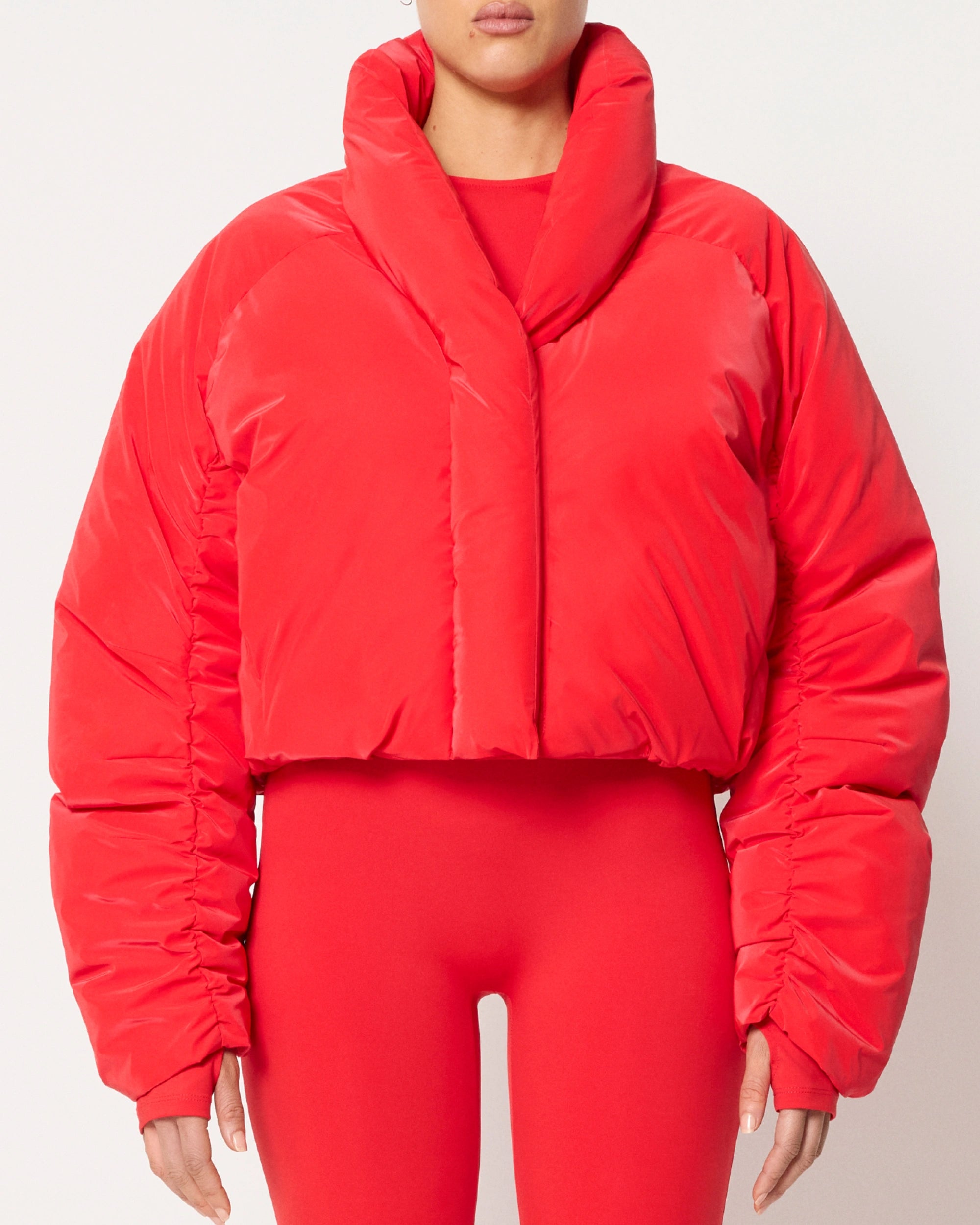 Cropped Puffer Jacket Scarlet