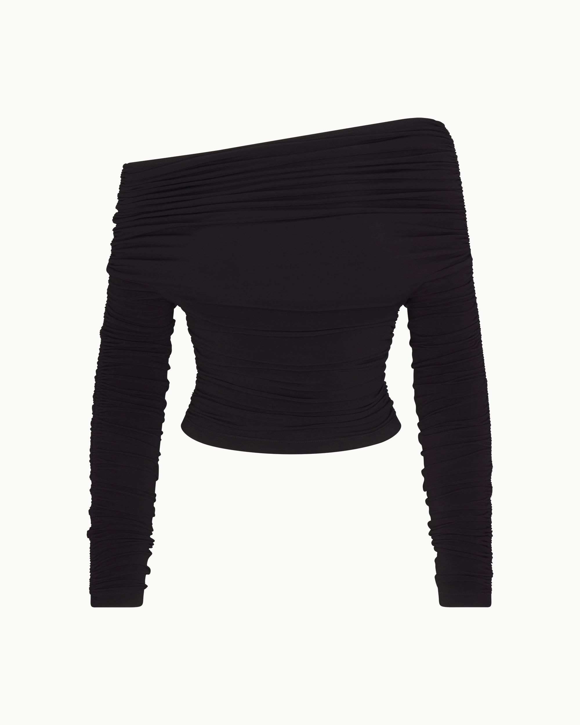 Black ruched off the shoulder top sales