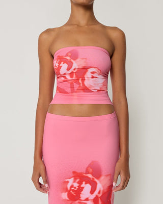 Smooth Stretch Tube Top | Pink Peony