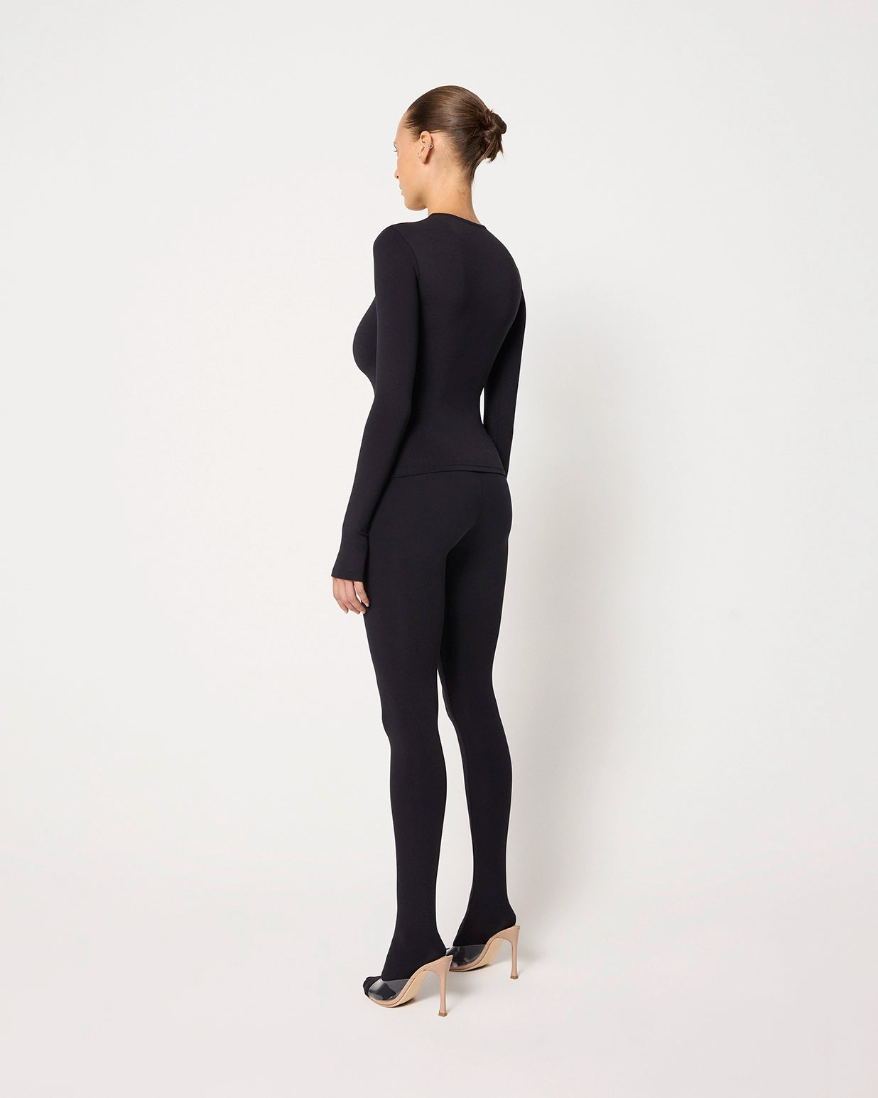 Black Long Sleeve Thumb Hole Tee Stretch | Khy