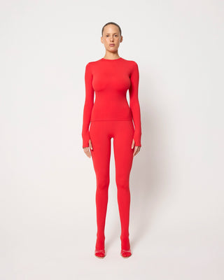 Long Sleeve Thumb Hole Tee | Scarlet