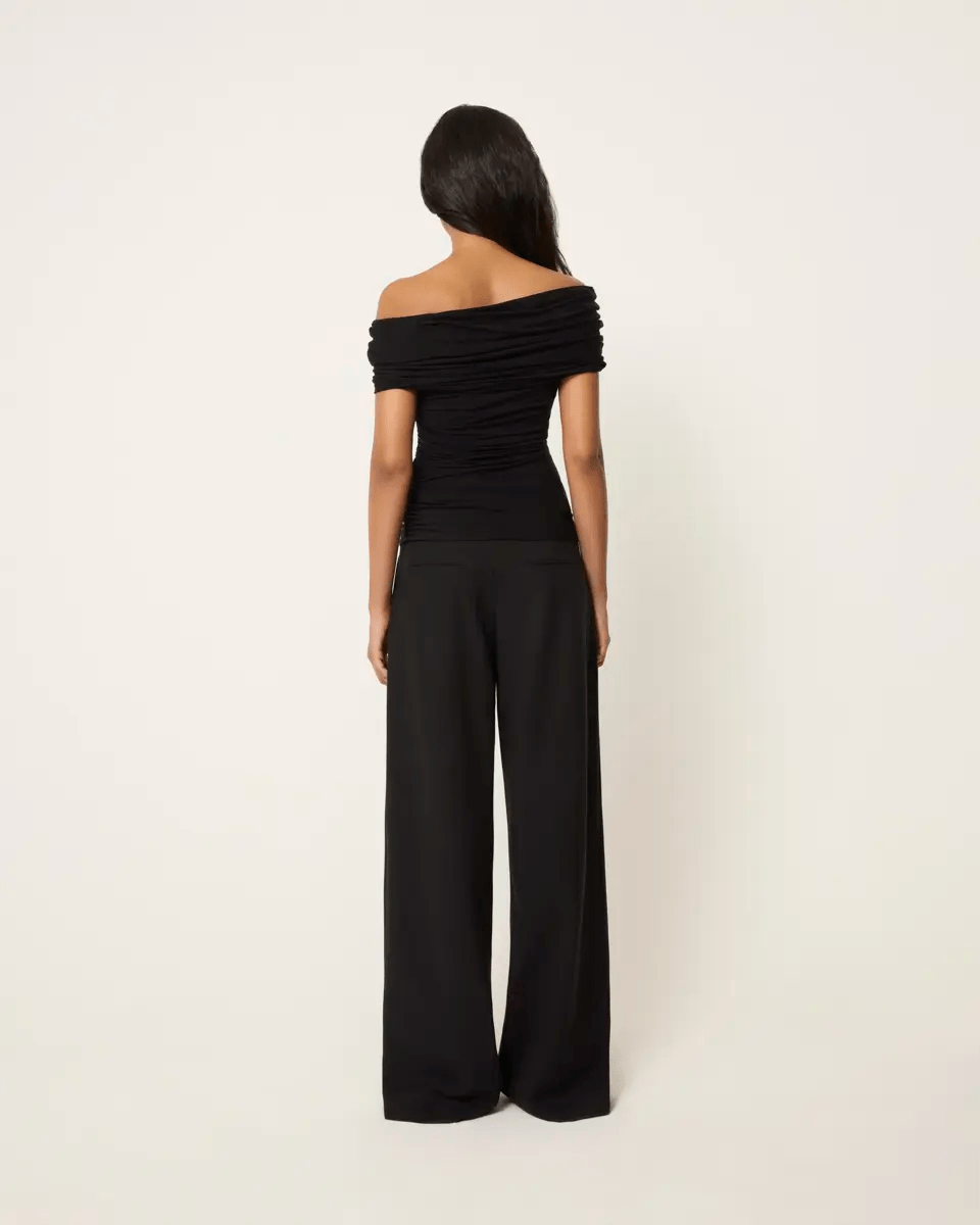 Draped Off The Shoulder Top | Black
