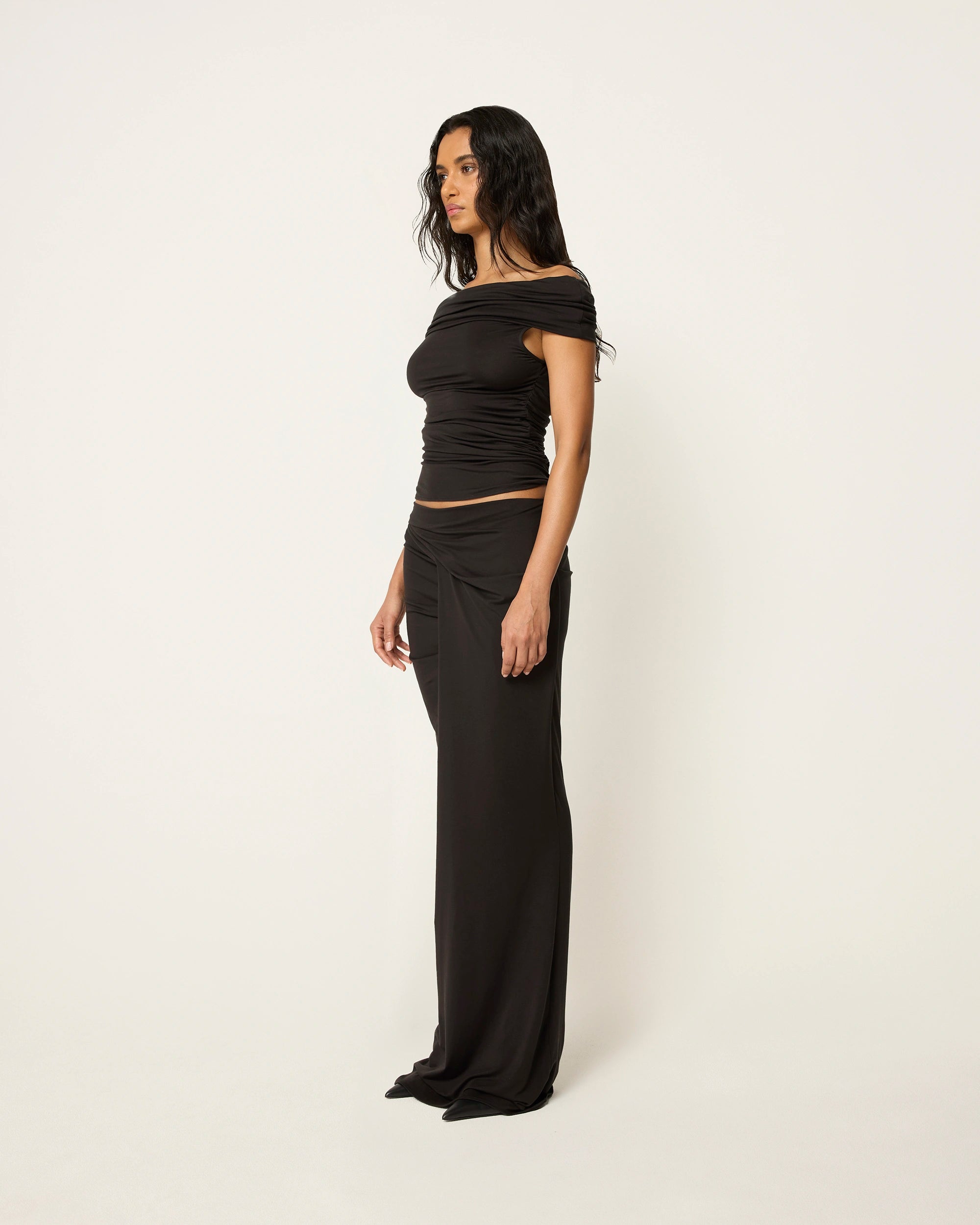 Draped Maxi Skirt | Black