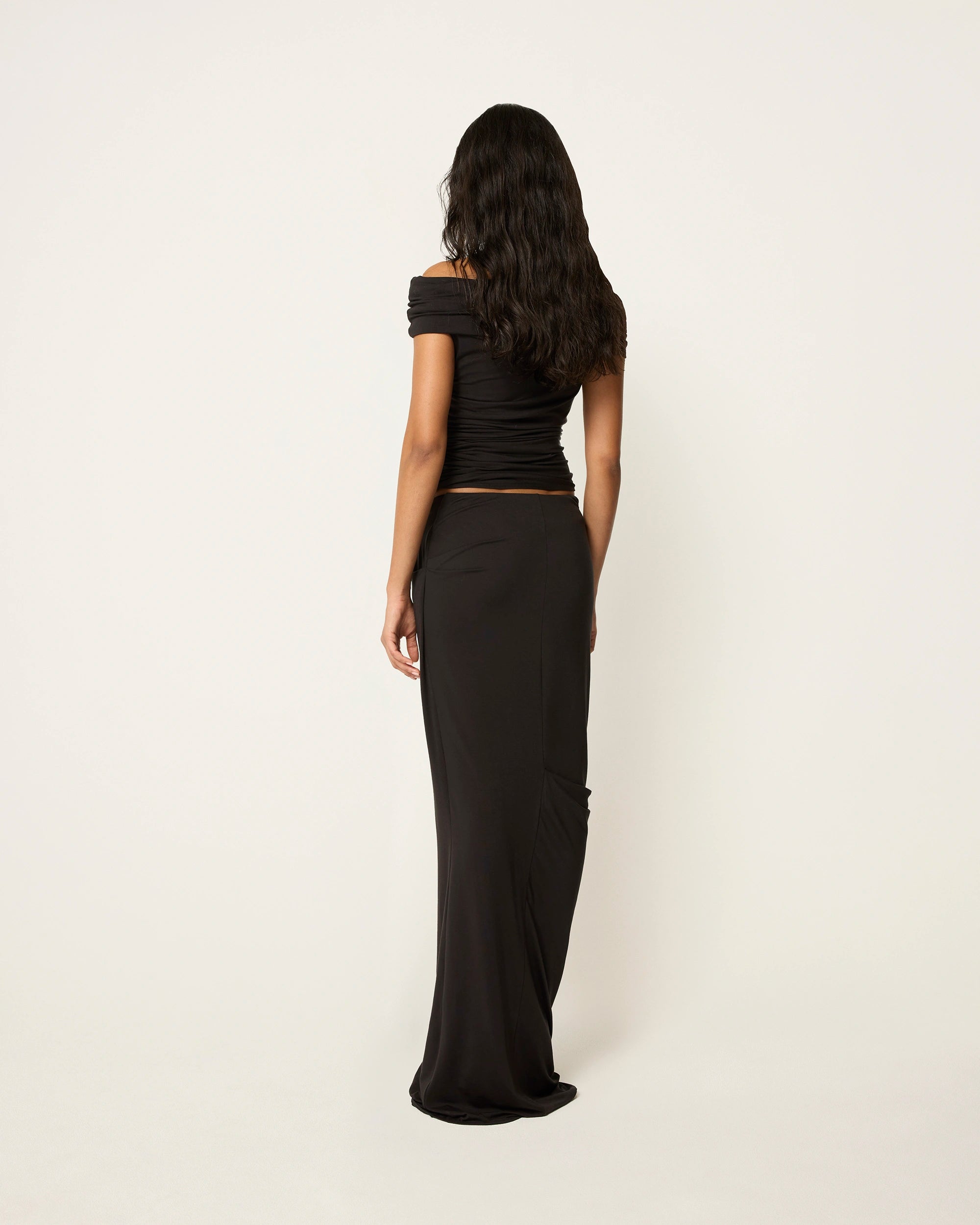 Draped Maxi Skirt | Black