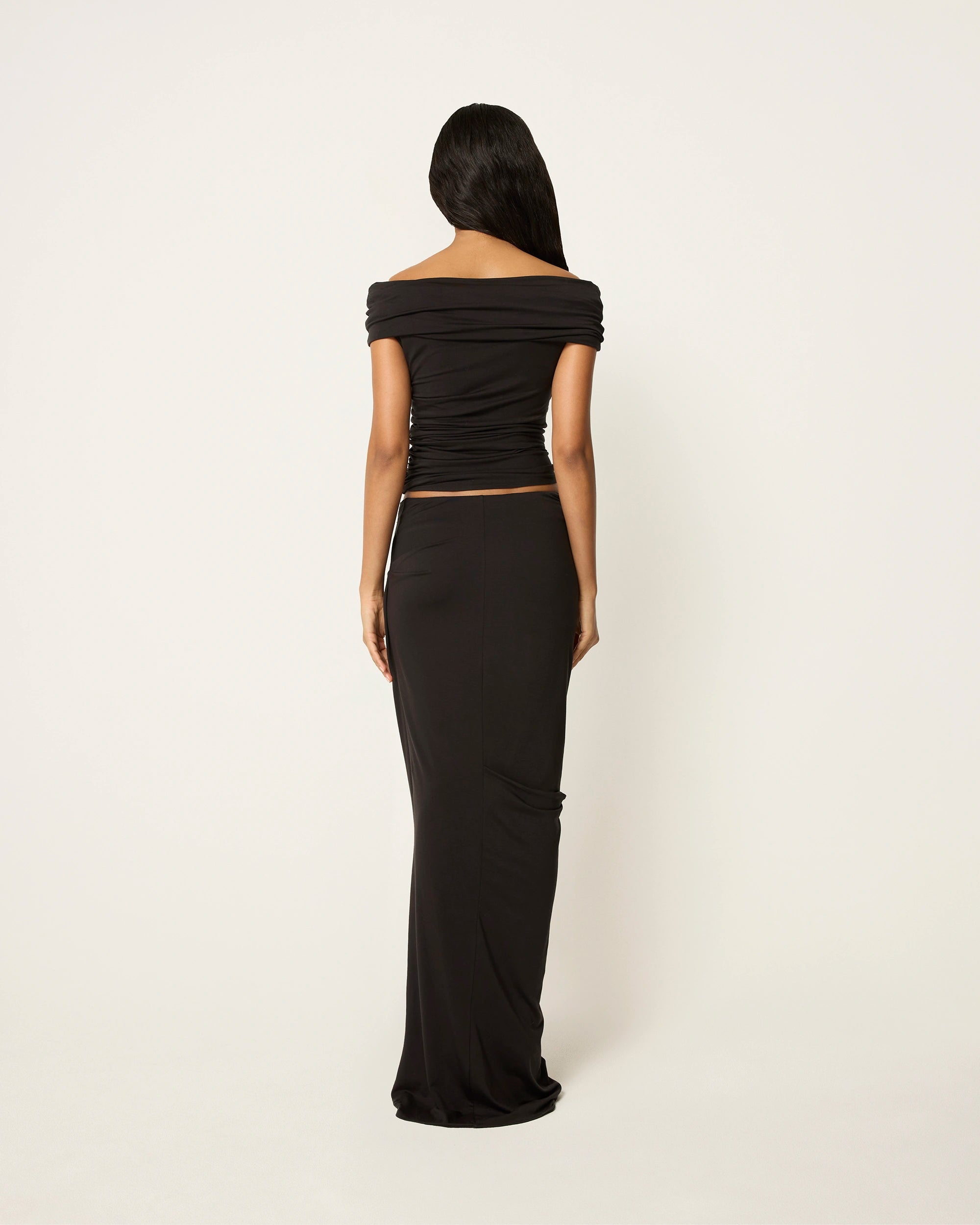 Draped Maxi Skirt | Black