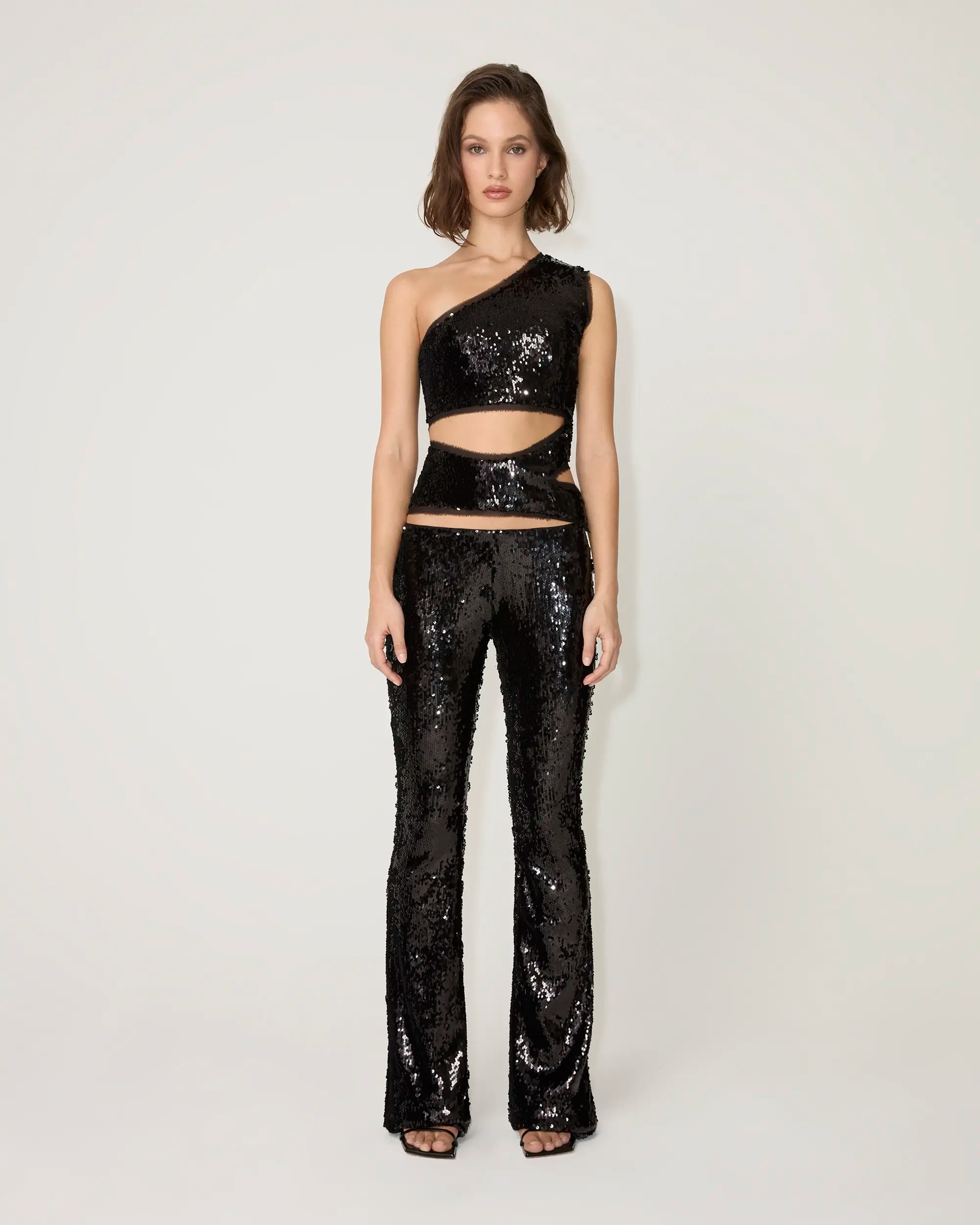 Sequin Low Rise Pant | Black