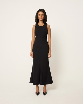 Long Tailored Skirt | Black
