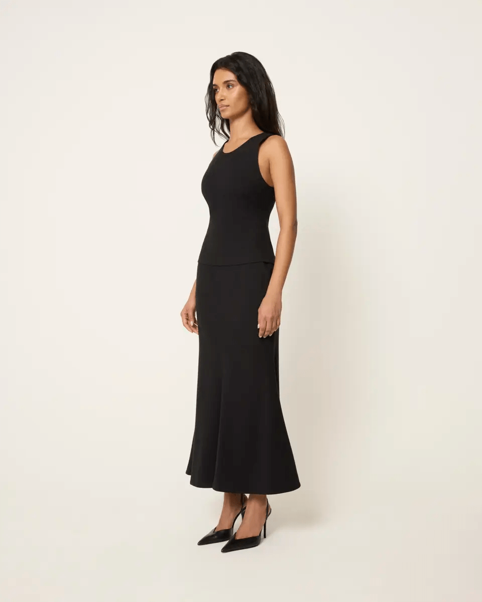 Long Tailored Skirt | Black
