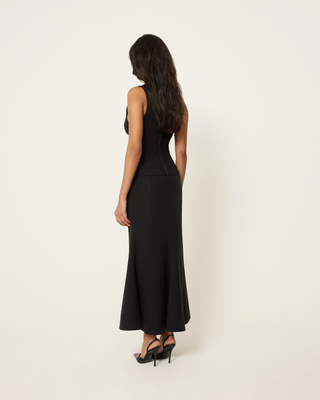 Long Tailored Skirt | Black