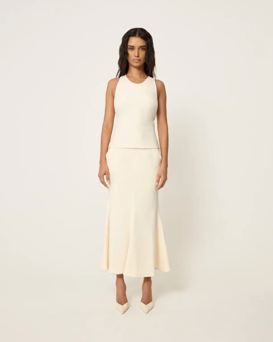 Long Tailored Skirt | Warm White
