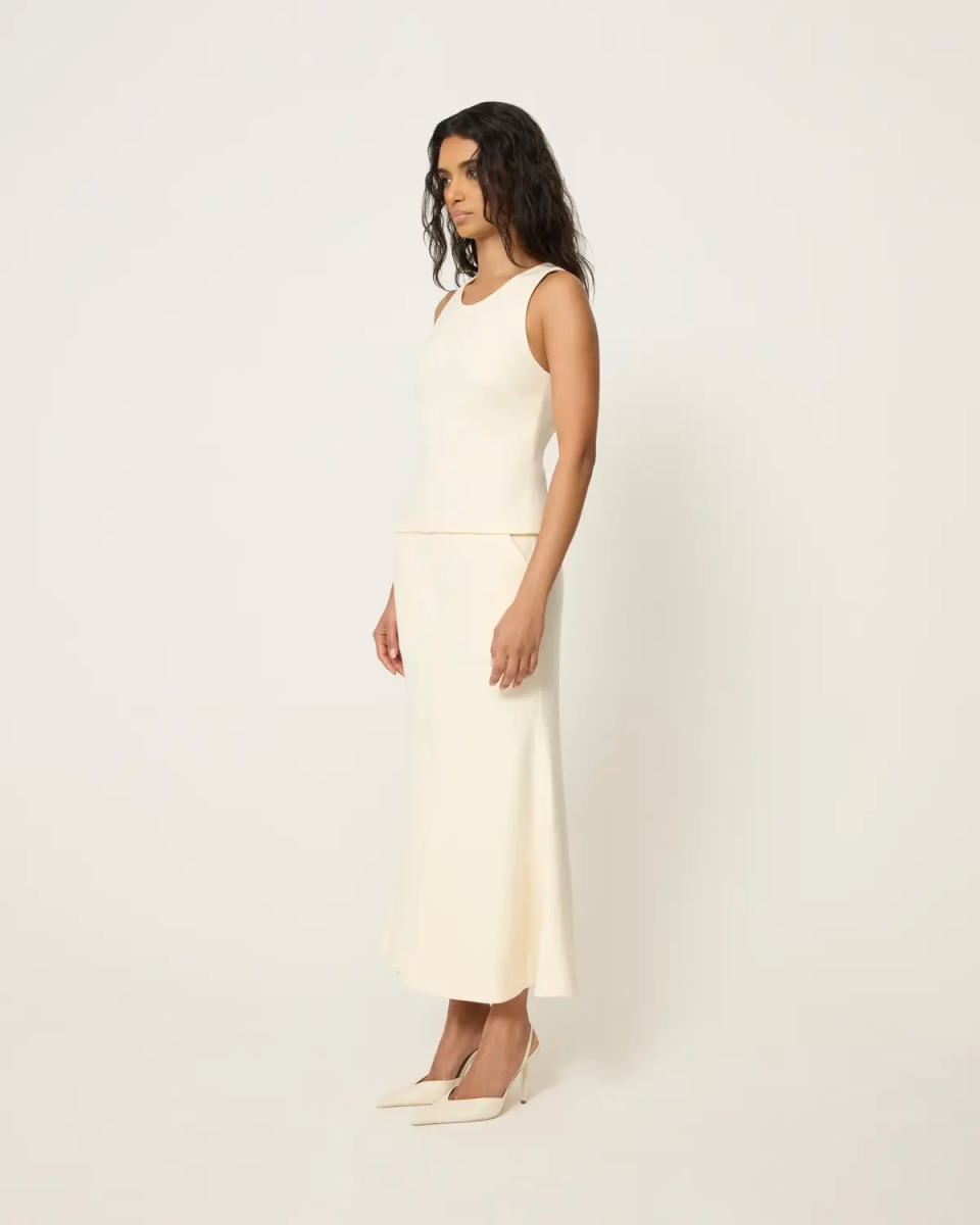 Long Tailored Skirt | Warm White