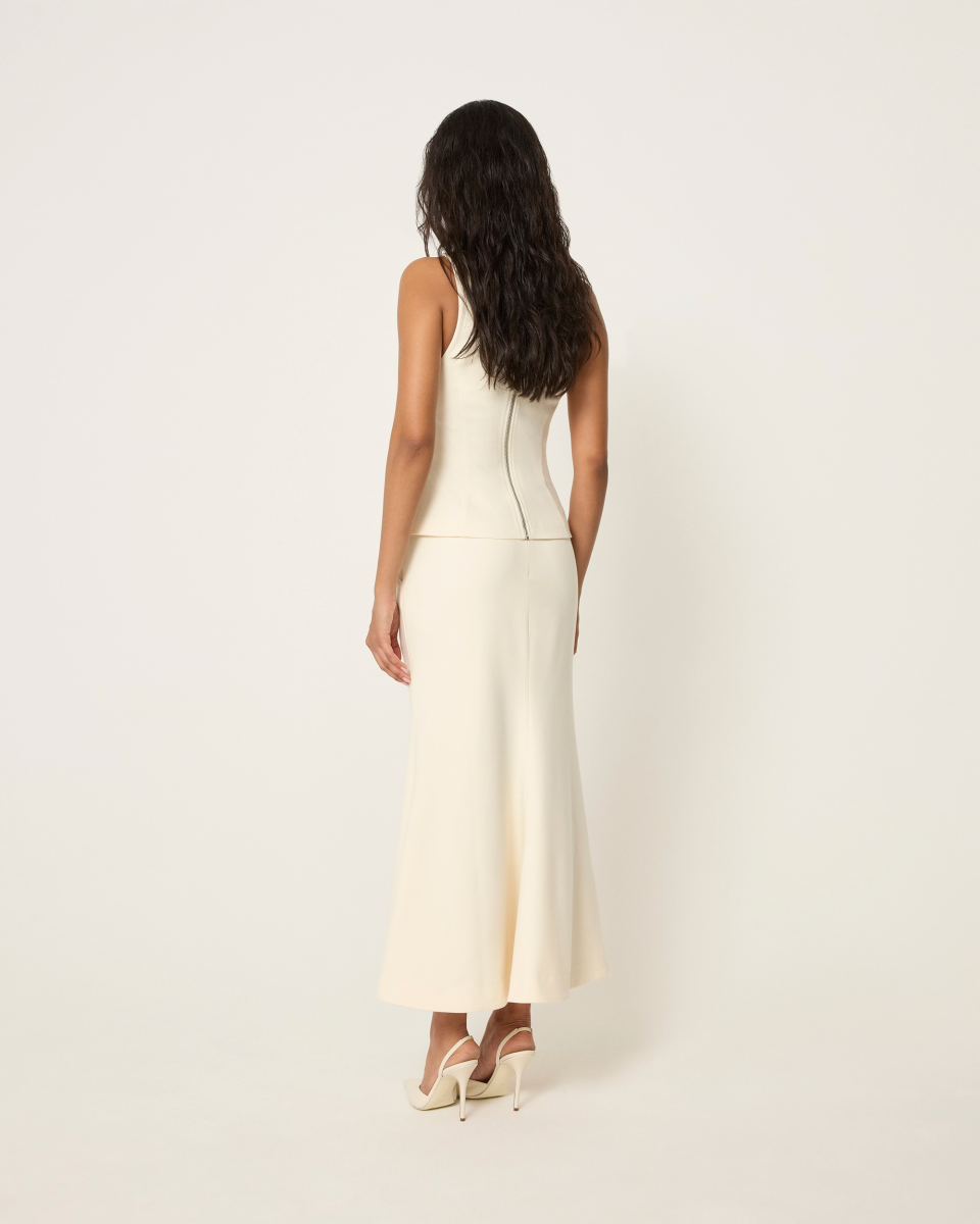 Long Tailored Skirt | Warm White