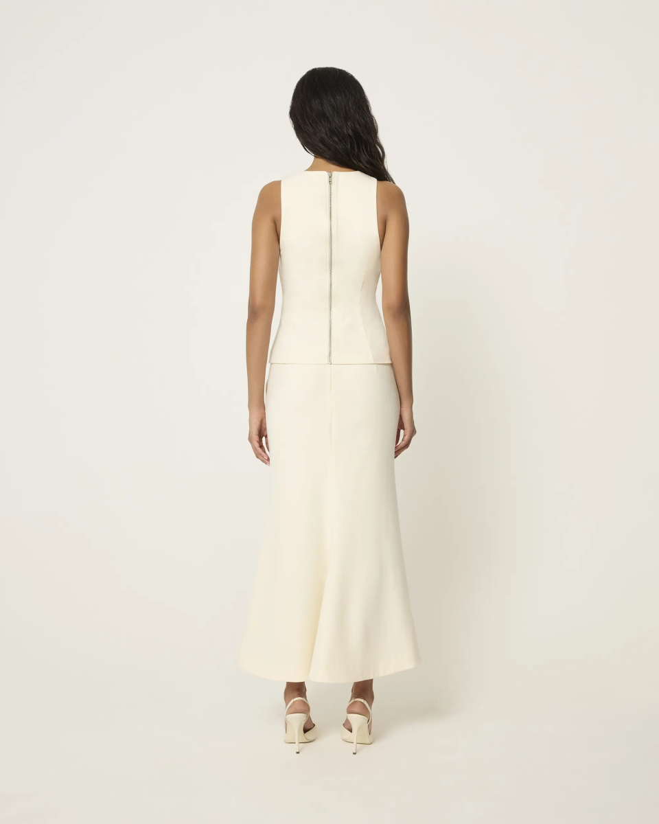 Long Tailored Skirt | Warm White