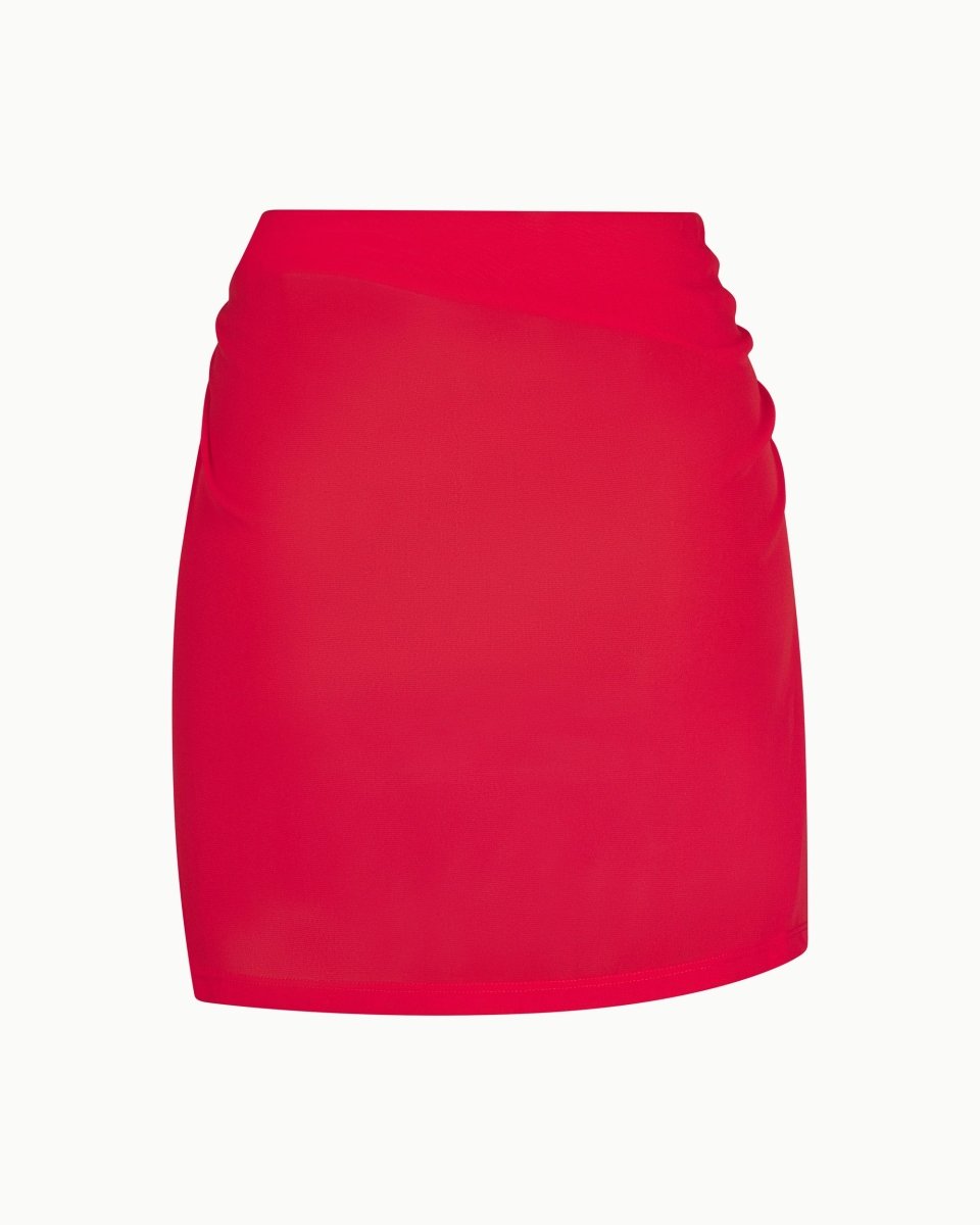 Mesh Twist Mini Skirt | Cherry