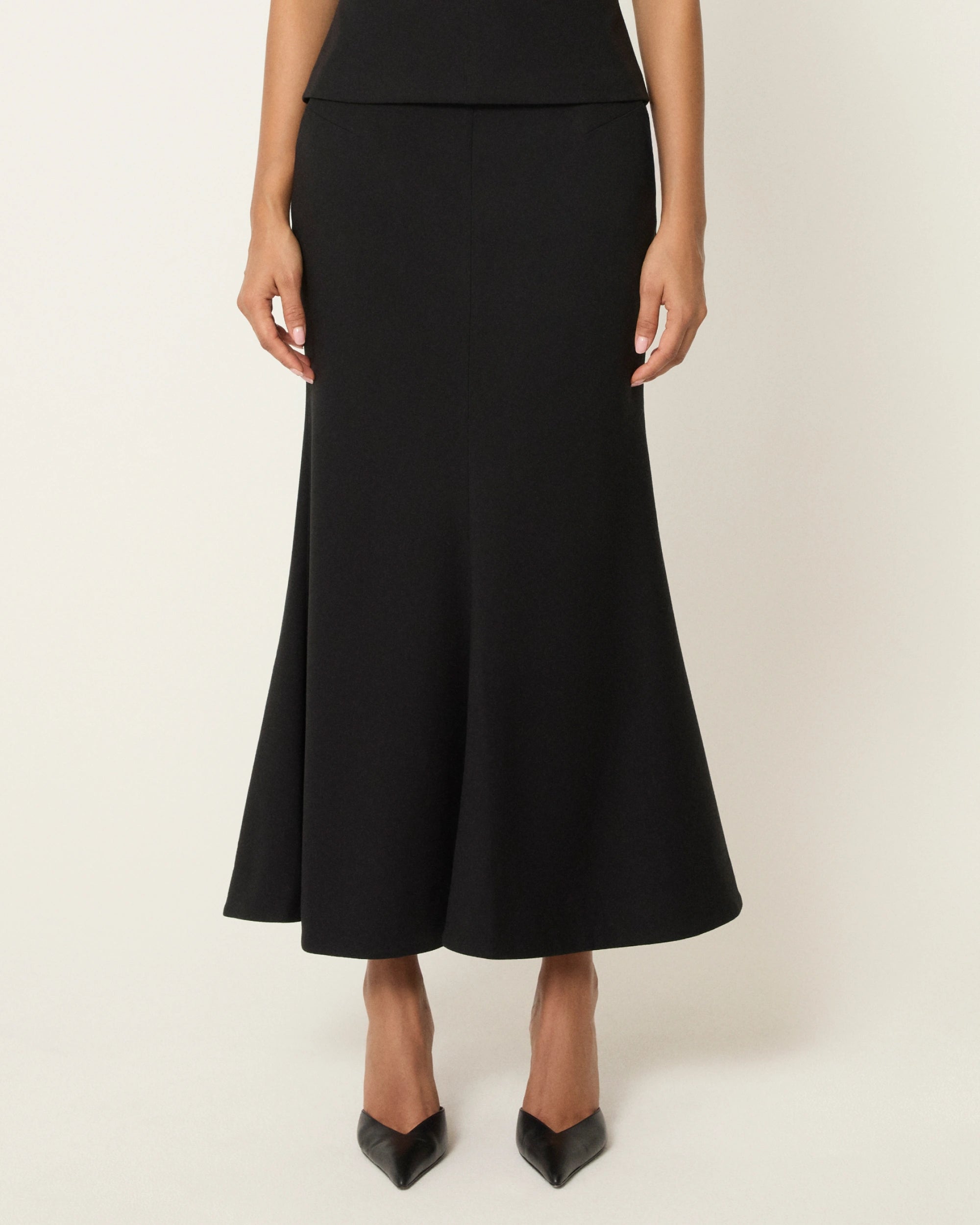 Long Tailored Skirt | Black