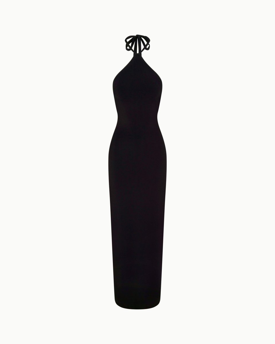 Soft Stretch Halter Maxi Dress | Black