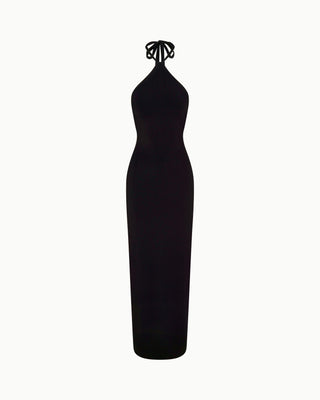 Soft Stretch Halter Maxi Dress | Black