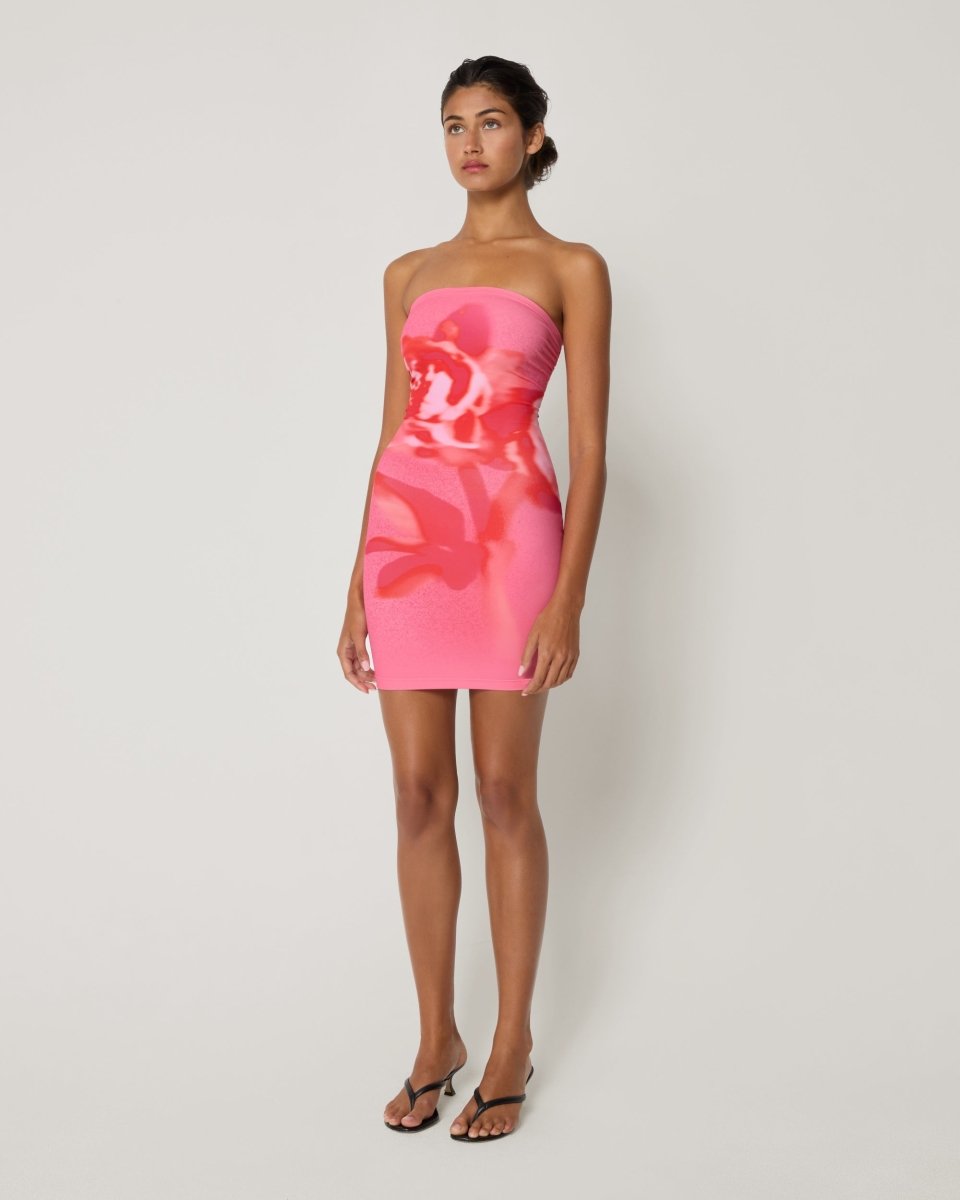 Smooth Stretch Strapless Mini Dress | Pink Peony