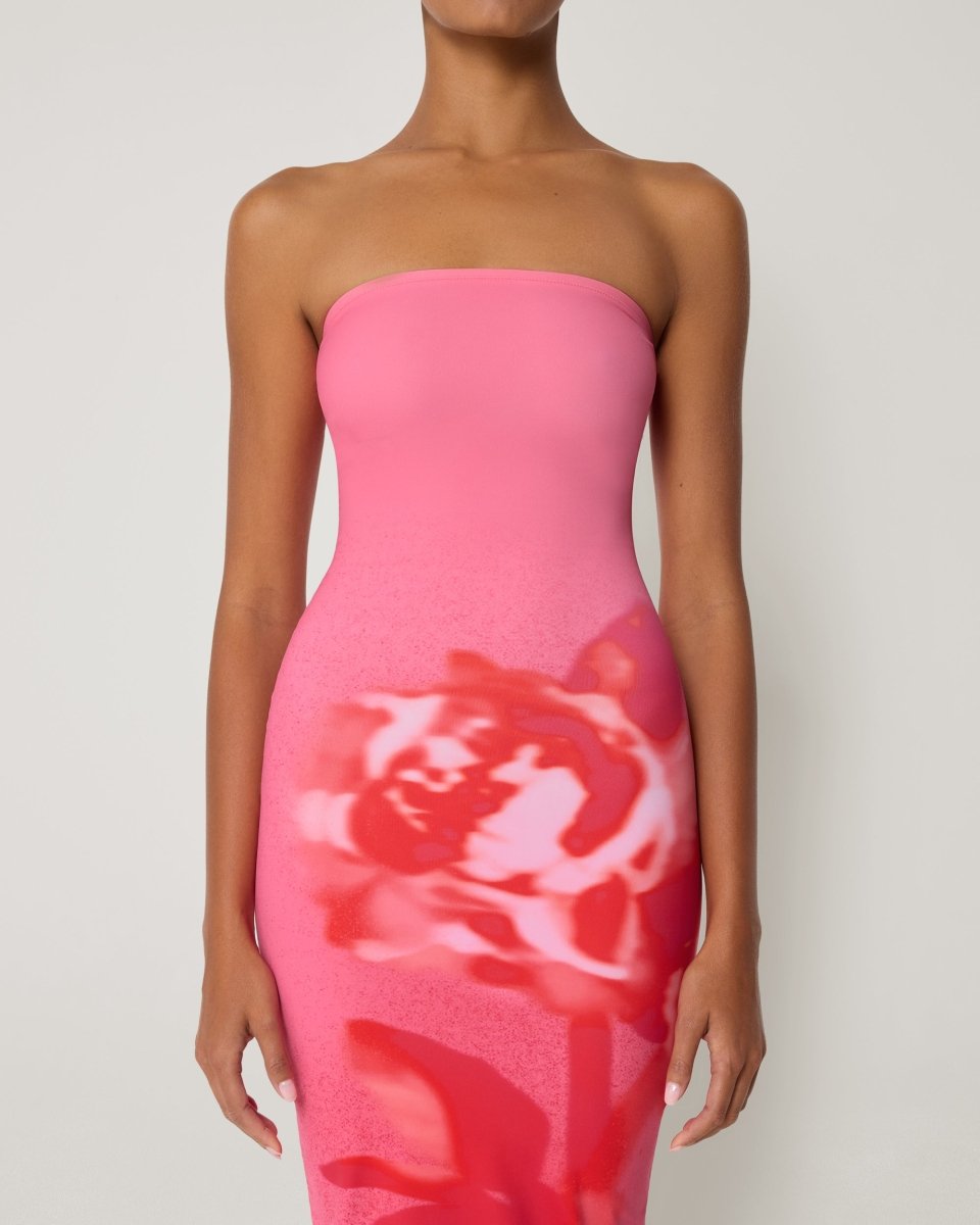 Smooth Stretch Strapless Midi Dress | Pink Peony
