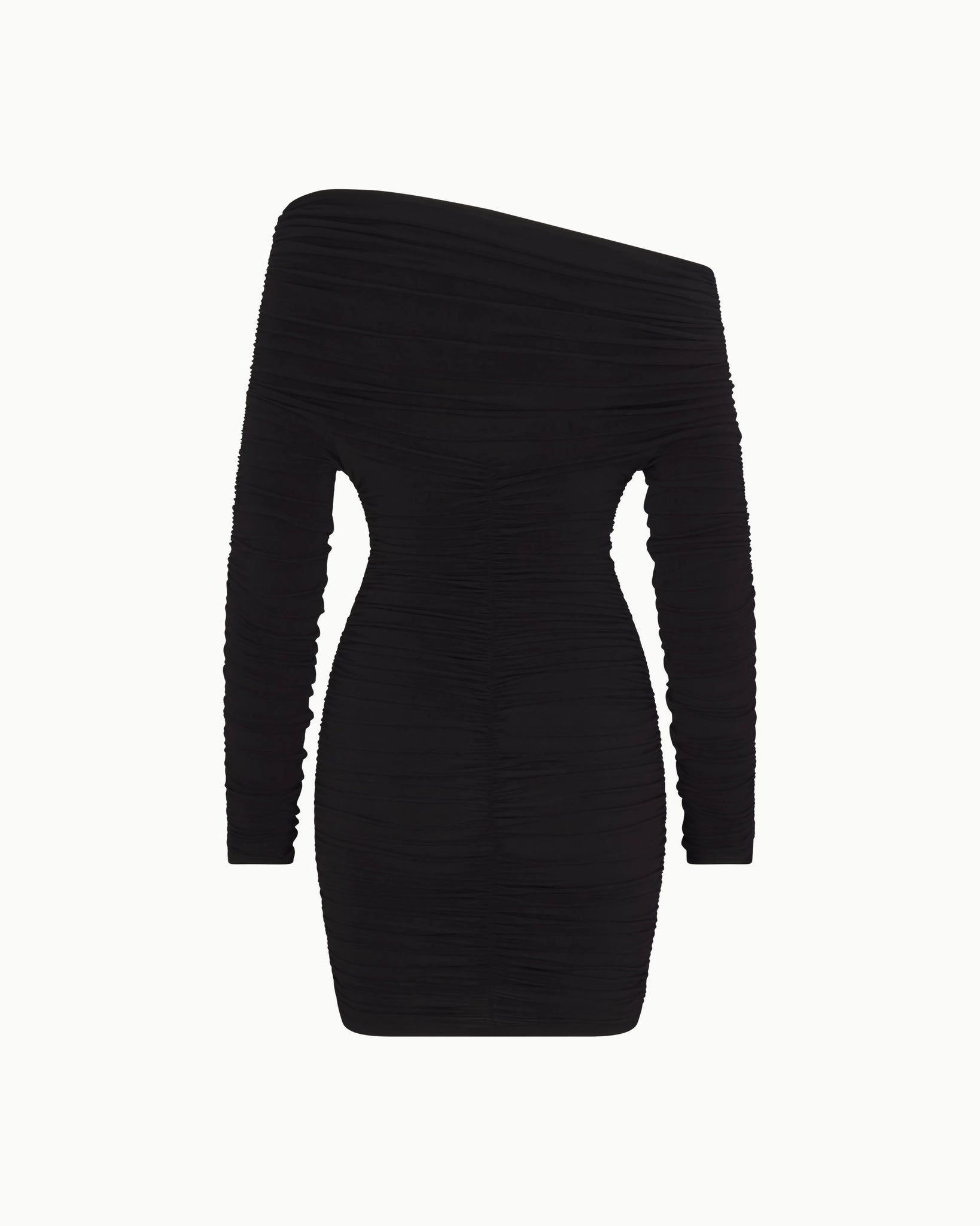 black ruched dress with sleeves Black Ruched Mini Dress Long Sleeve