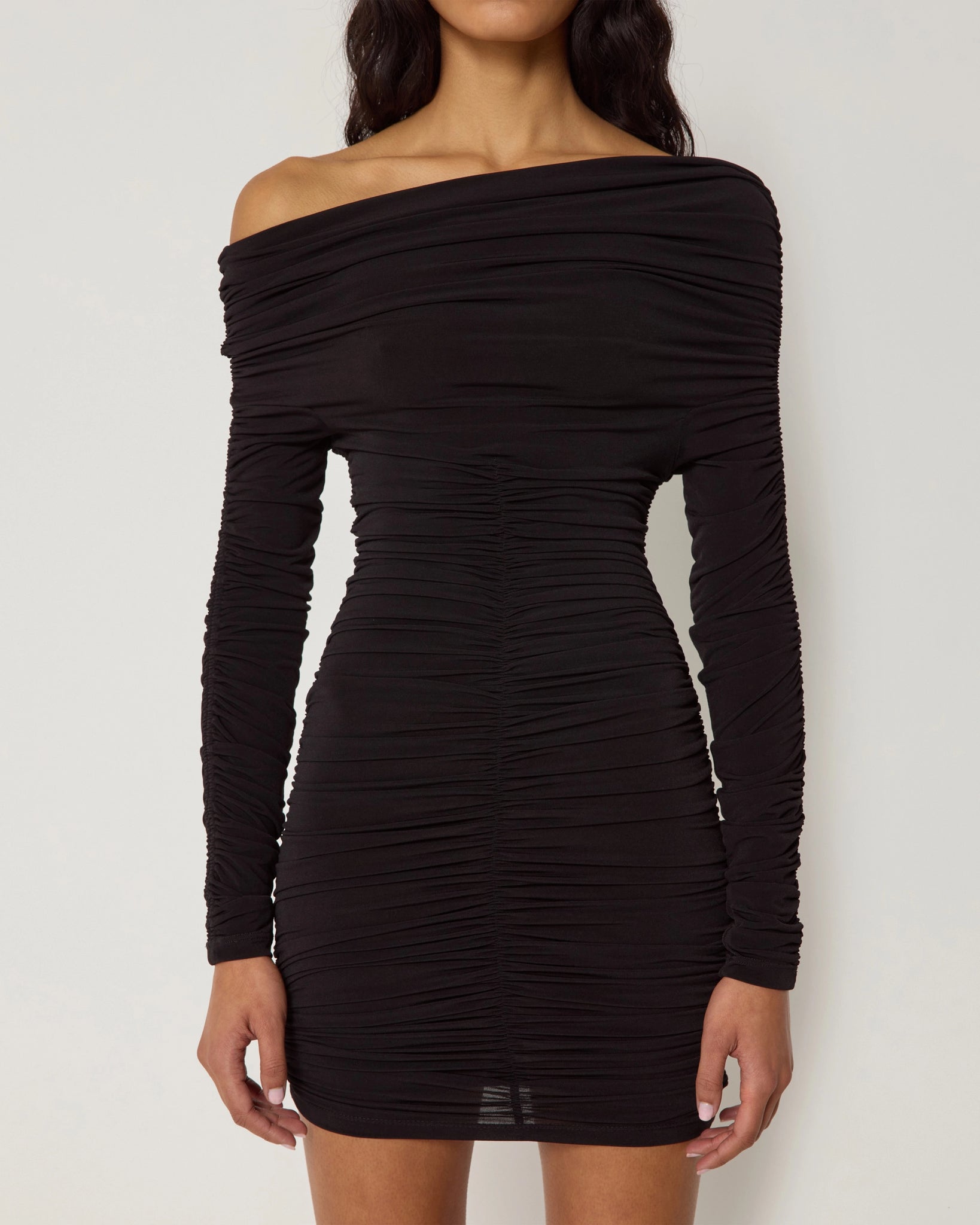 ruched long sleeve mini dress Khy by Kylie Jenner - Long Sleeve Ruched Mini Dress