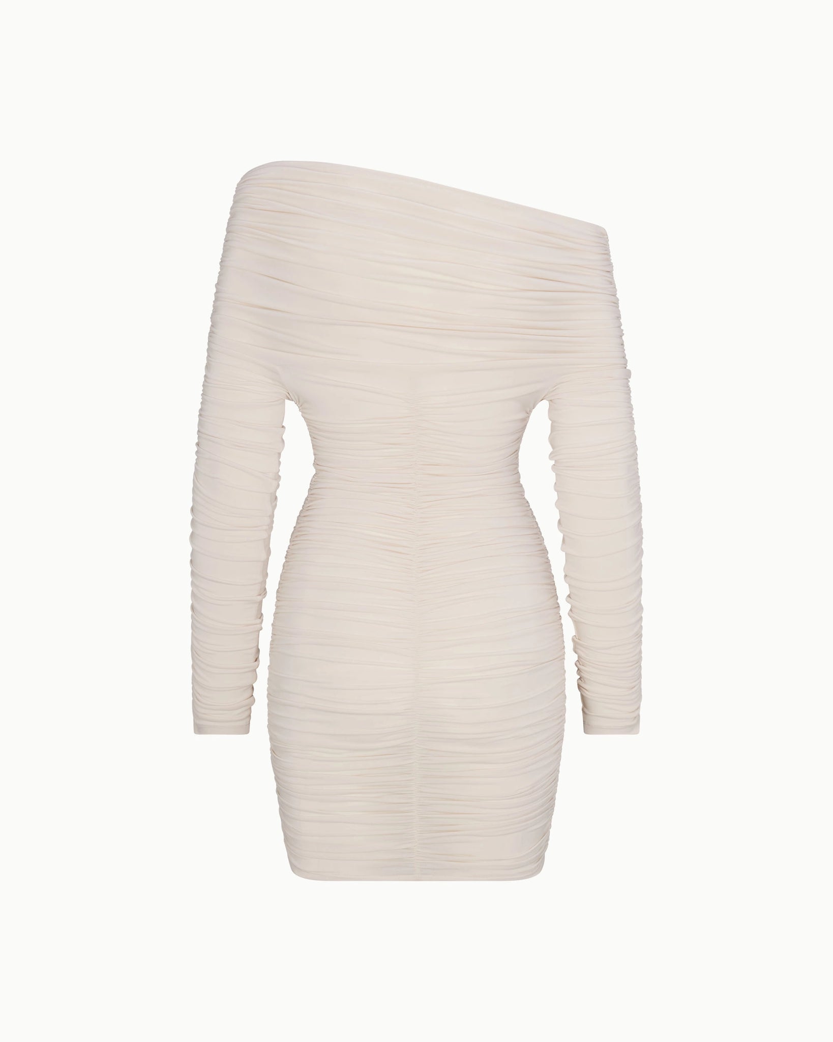 Cream Long Sleeve Ruched Dress Mini