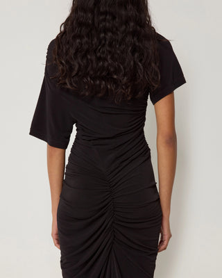 Asymmetrical Ruched Dress | Black