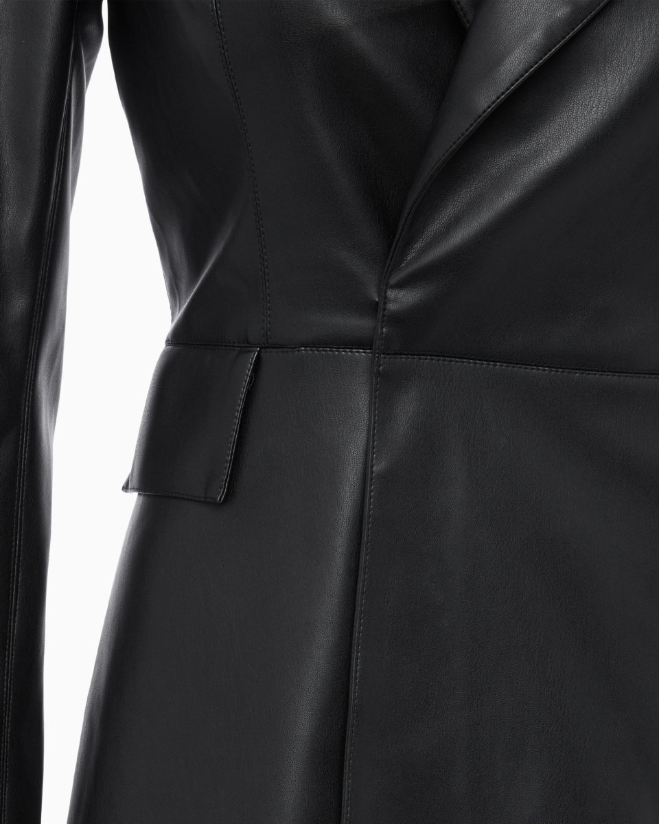 Black Blazer Dress Faux Leather Mini | Khy Black Blazer Dress Faux Leather Mini | Khy