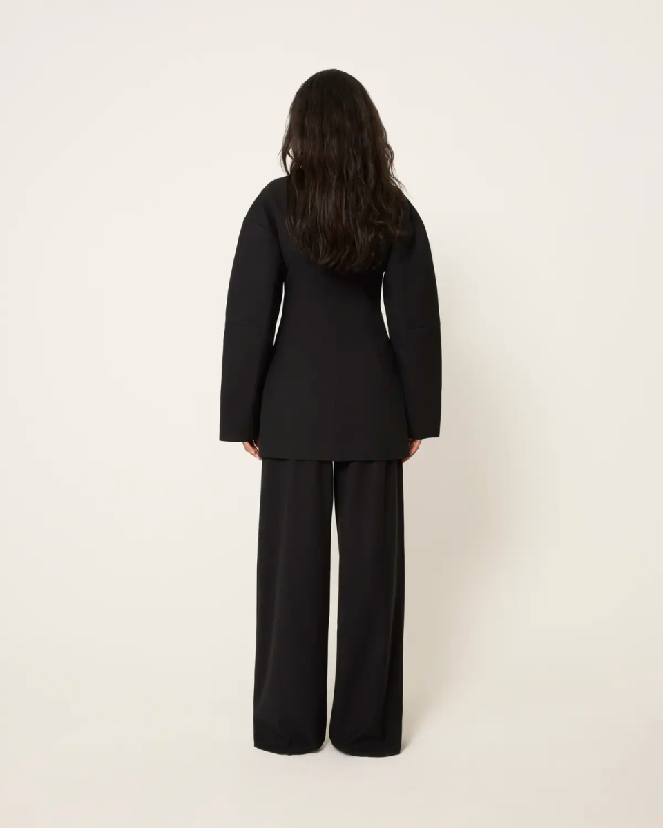 Pleated Wide Leg Trouser | Black