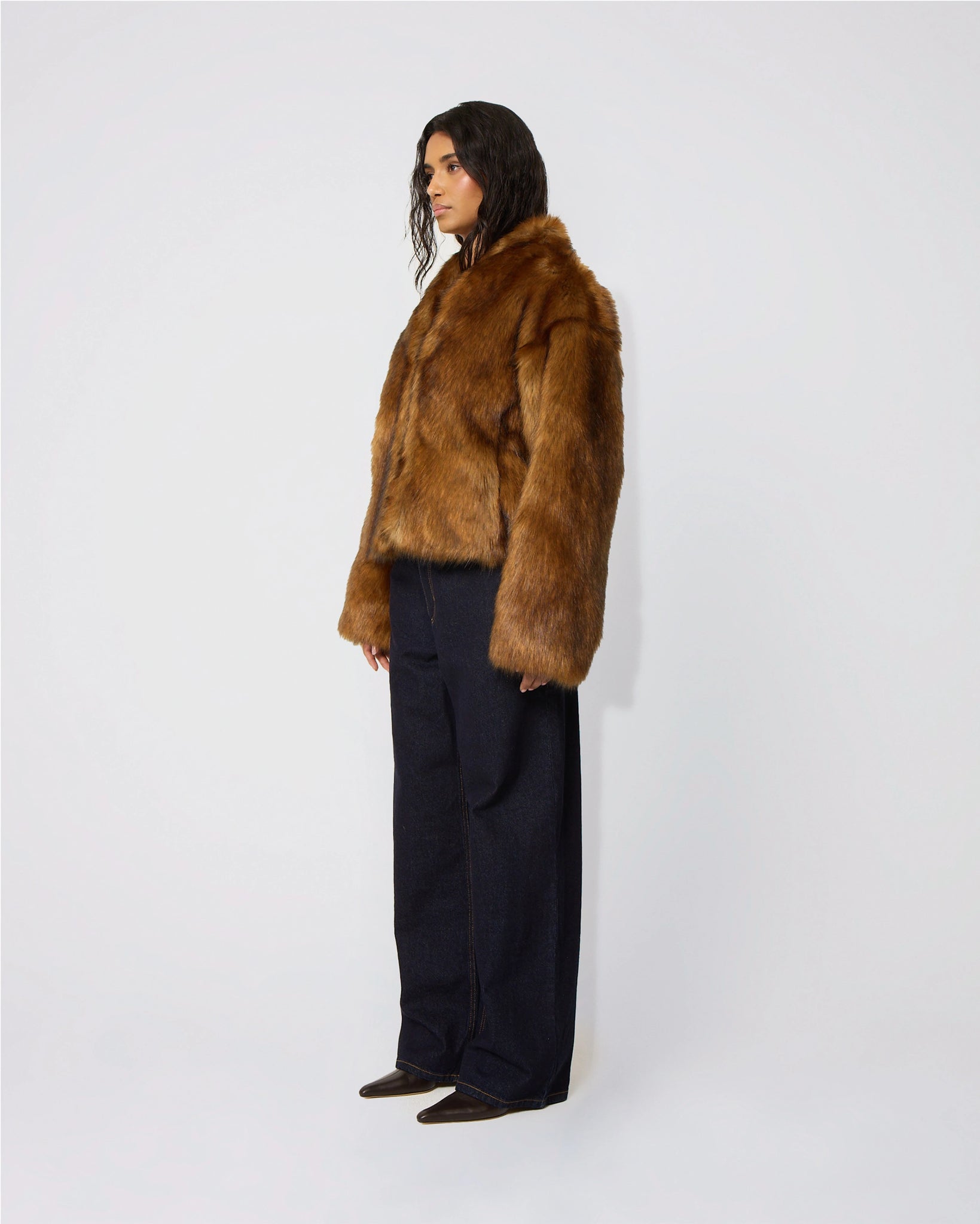 Brown Faux Fur Jacket Outerwear Full | Khy