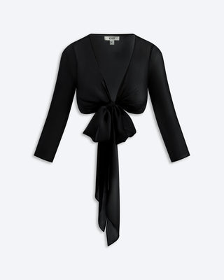 June Silk Tie Top | Black