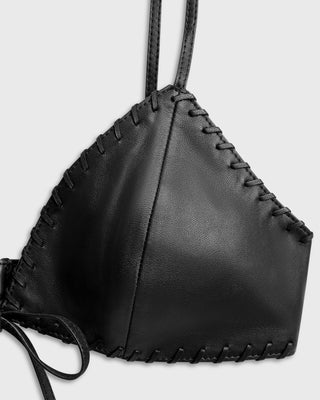 No Notes Bra Top | Black Leather