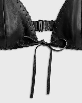 No Notes Bra Top | Black Leather