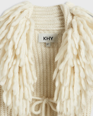 Fringe Robe Wool Cardigan | Ivory