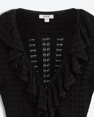 Starlight Ruffle Crochet Cardi | Eclipse Black
