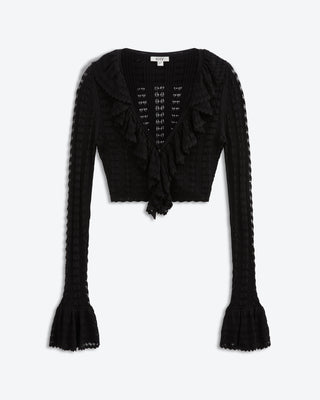 Starlight Ruffle Crochet Cardi | Eclipse Black