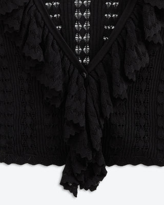 Starlight Ruffle Crochet Cardi | Eclipse Black