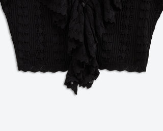 Starlight Ruffle Crochet Cardi | Eclipse Black