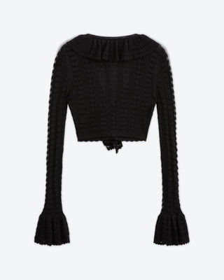 Starlight Ruffle Crochet Cardi | Eclipse Black